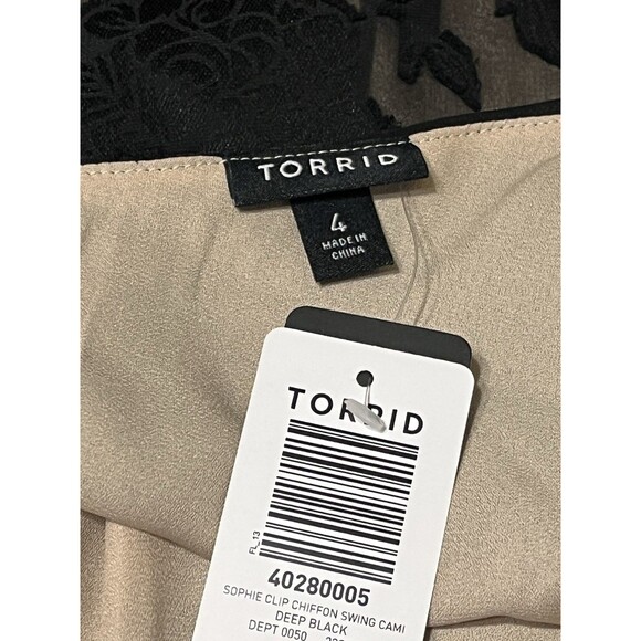 🖤 TORRID SOPHIE BLACK FLORAL CHIFFON SWING CAMI SIZE 4X NWT! 🖤 - Picture 4 of 9